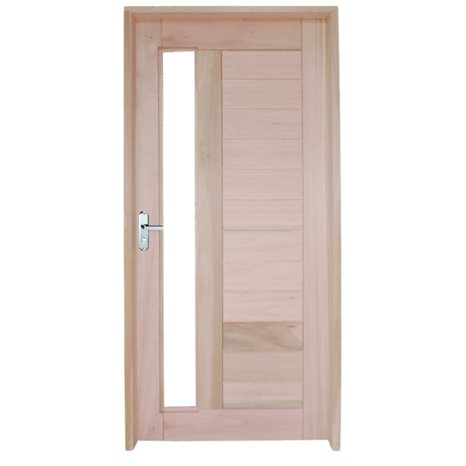 PORTA EXTERNA COM ALMOFADAS E VITRÔ NA FOLHA REF 180